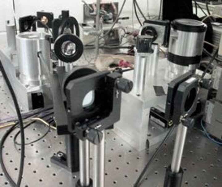 early setup for the mirror optics used for steering the laser beams